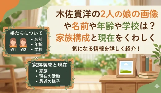 木佐貫洋の2人の娘の画像や名前や年齢や学校は？家族構成と現在をくわしく