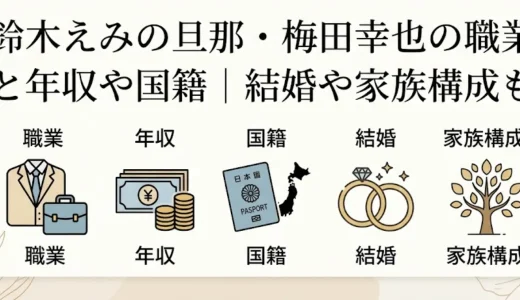 鈴木えみの旦那・梅田幸也の職業と年収や国籍｜結婚や家族構成も