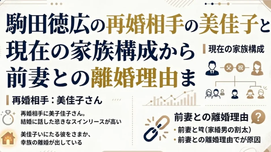 駒田徳広の再婚相手の美佳子と現在の家族構成から前妻との離婚理由まで